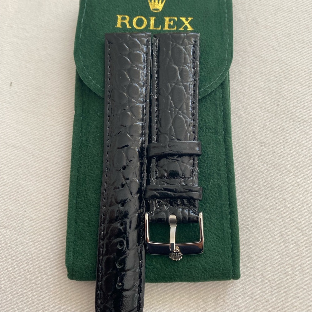 Rolex Black Leather Strap for Men 20mm